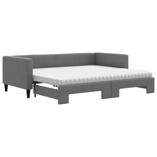 vidaXL Sofa rozsuwana z materacami, ciemnoszara, 90x190 cm, tkanina vidaXL