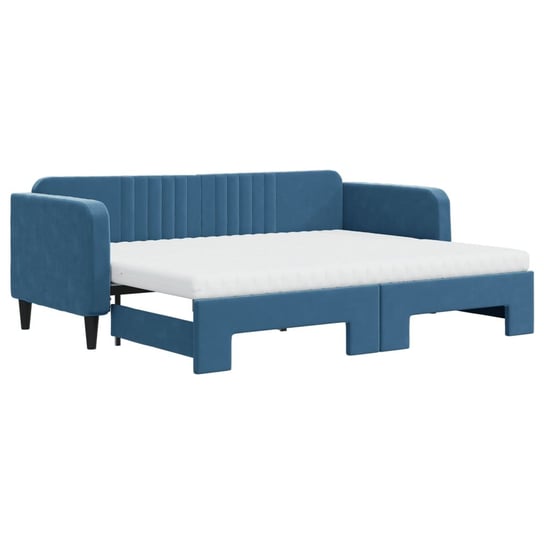 vidaXL Sofa rozsuwana z materacami, niebieska, 80x200 cm, aksamit vidaXL