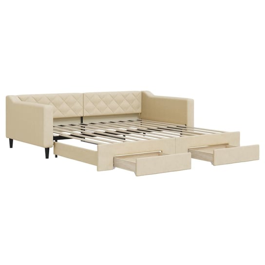 vidaXL Sofa rozsuwana z szufladami, kremowa, 100x200 cm, tkanina vidaXL