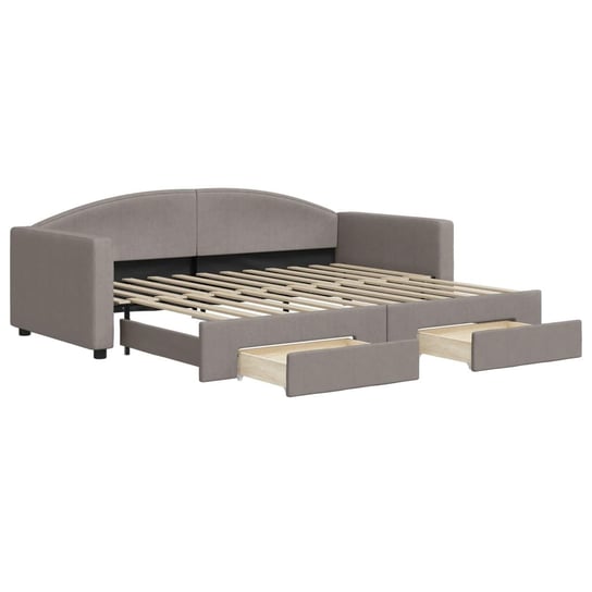 vidaXL Sofa rozsuwana z szufladami, taupe, 90x200 cm, tkanina vidaXL