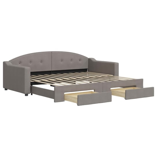 vidaXL Sofa rozsuwana z szufladami, taupe, 90x200 cm, tkanina vidaXL