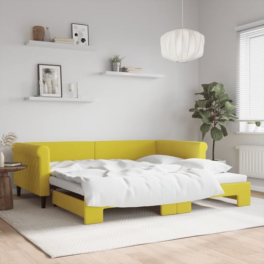 vidaXL Sofa rozsuwana, żółta, 100x200 cm, aksamit vidaXL