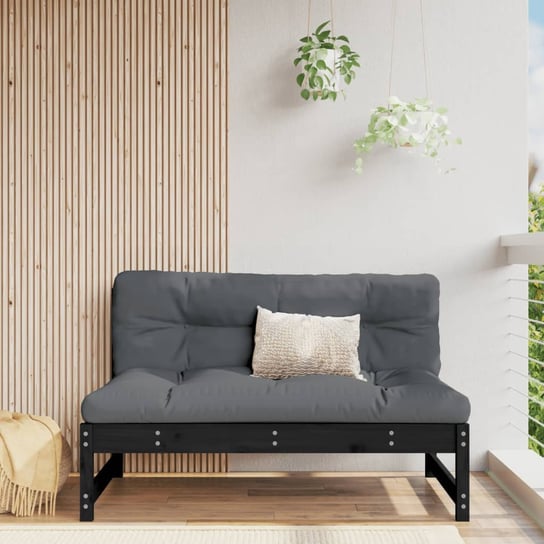 vidaXL Sofa środkowa do ogrodu, czarna, 120x80 cm, lite drewno sosnowe vidaXL