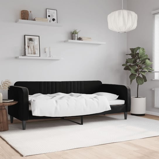 vidaXL Sofa z funkcją spania, czarna, 80x200 cm, obita aksamitem vidaXL