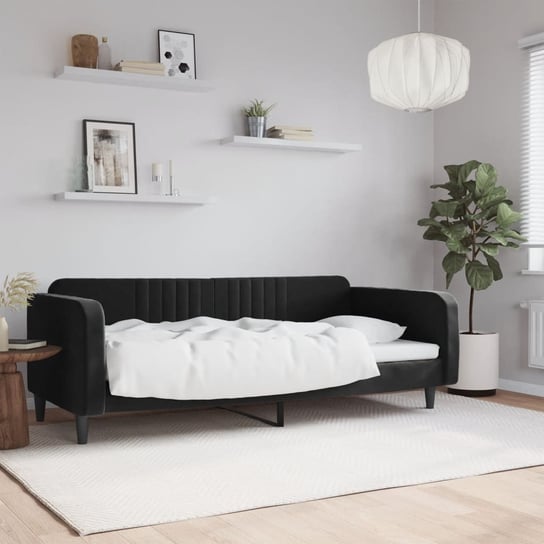 vidaXL Sofa z funkcją spania, czarna, 90x190 cm, obita aksamitem vidaXL