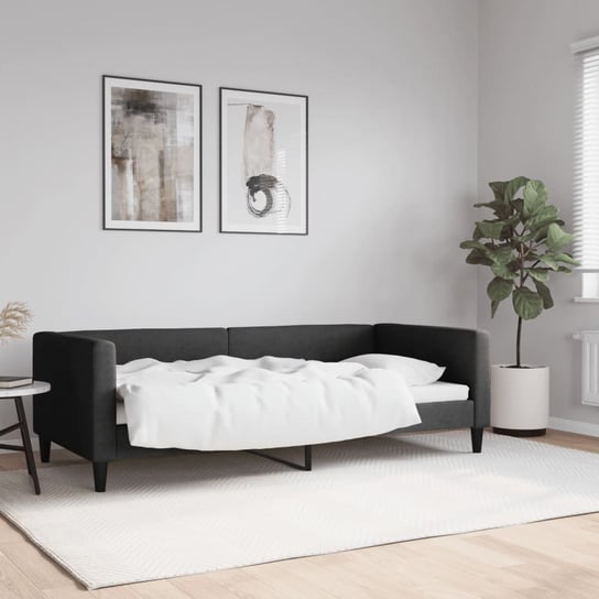 vidaXL Sofa z funkcją spania, czarna, 90x190 cm, obita tkaniną vidaXL