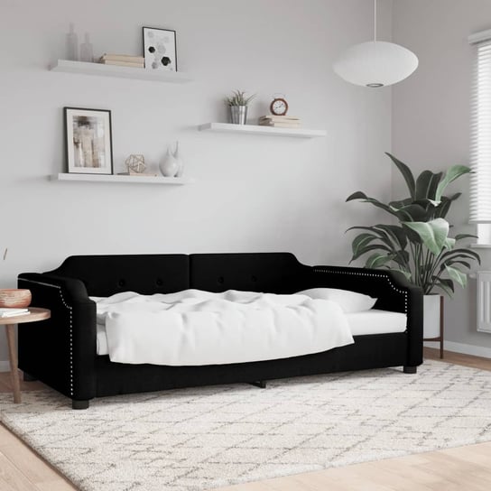 vidaXL Sofa z funkcją spania, czarna, 90x200 cm, obita tkaniną vidaXL