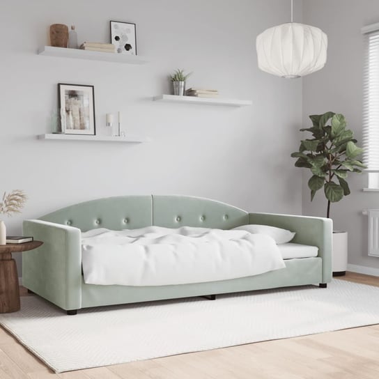 vidaXL Sofa z funkcją spania, jasnoszara, 100x200 cm, obita aksamitem vidaXL