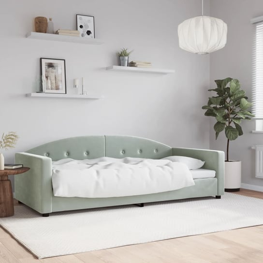 vidaXL Sofa z funkcją spania, jasnoszara, 90x200 cm, aksamit vidaXL