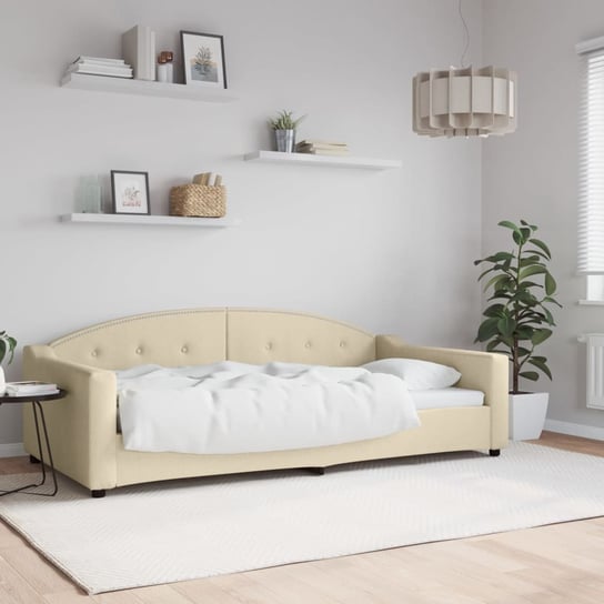 vidaXL Sofa z funkcją spania, kremowa, 100x200 cm, obita tkaniną vidaXL