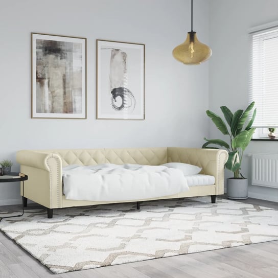 vidaXL Sofa z funkcją spania, kremowa, 100x200 cm, sztuczna skóra vidaXL