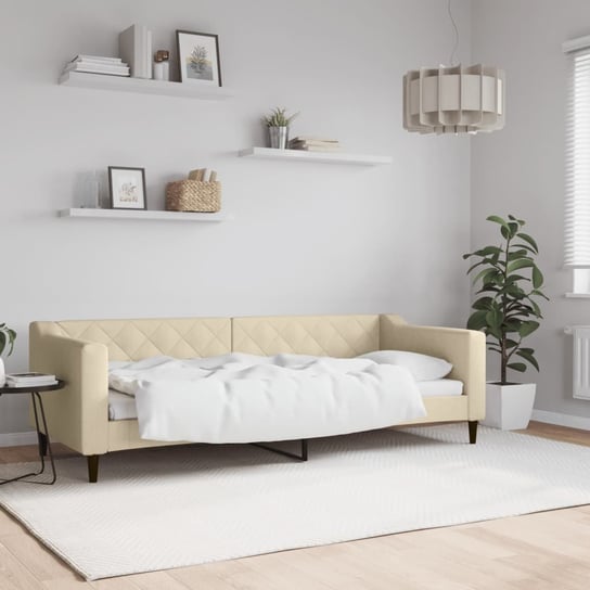 vidaXL Sofa z funkcją spania, kremowa, 80x200 cm, obita tkaniną vidaXL