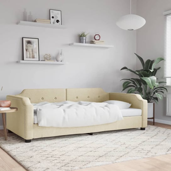 vidaXL Sofa z funkcją spania, kremowa, 80x200 cm, obita tkaniną vidaXL