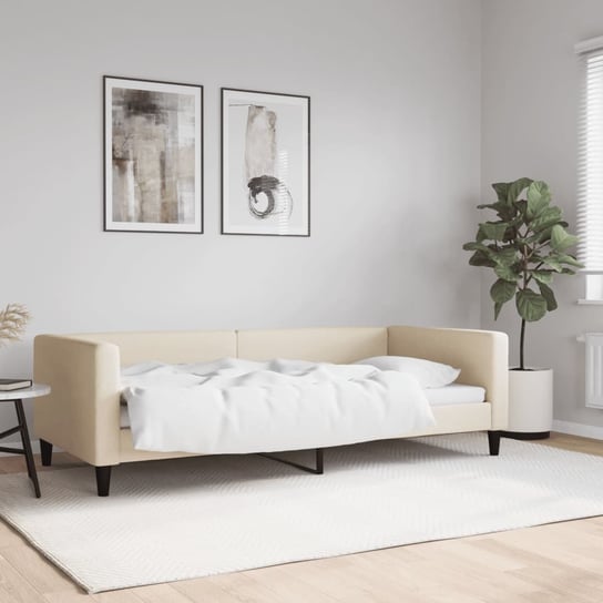 vidaXL Sofa z funkcją spania, kremowe, 90x200 cm, obita tkaniną vidaXL