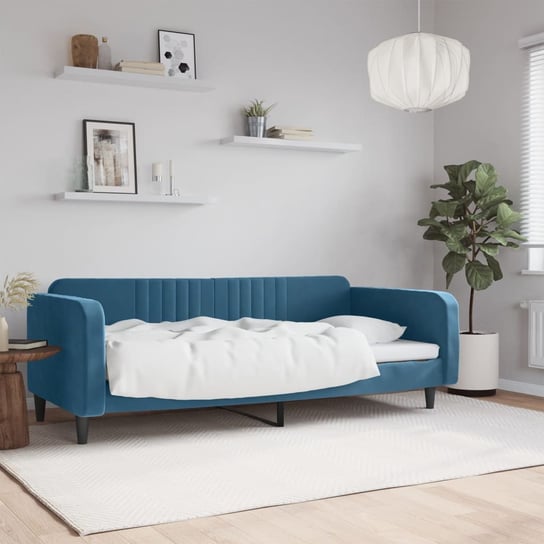 vidaXL Sofa z funkcją spania, niebieska, 90x200 cm, obita aksamitem vidaXL