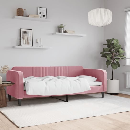 vidaXL Sofa z funkcją spania, różowa, 80x200 cm, obita aksamitem vidaXL
