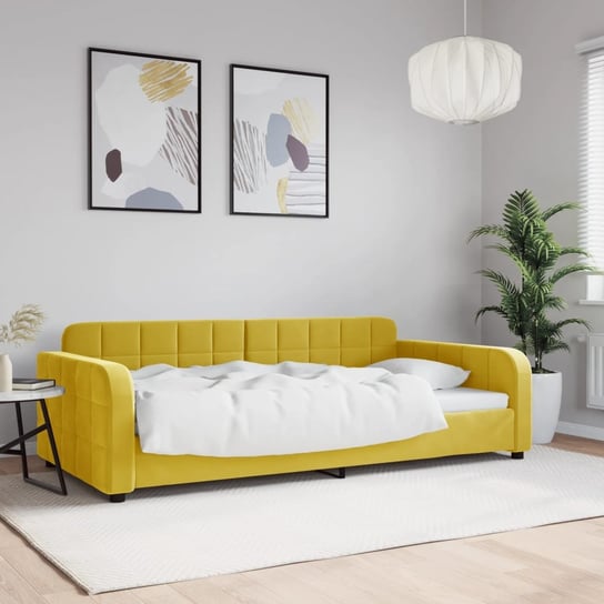 vidaXL Sofa z funkcją spania, żółta, 100x200 cm, obita aksamitem vidaXL