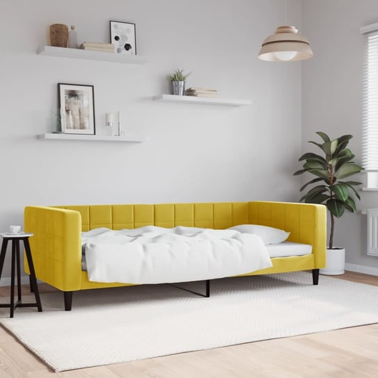 vidaXL Sofa z funkcją spania, żółta, 90x200 cm, obita aksamitem vidaXL