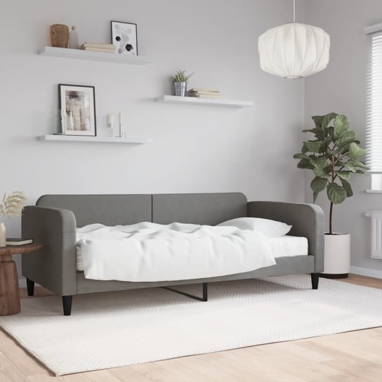 vidaXL Sofa z materacem, ciemnoszara, 90x190 cm, tkanina vidaXL