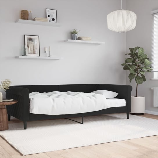 vidaXL Sofa z materacem do spania, czarna, 100x200 cm, aksamit vidaXL