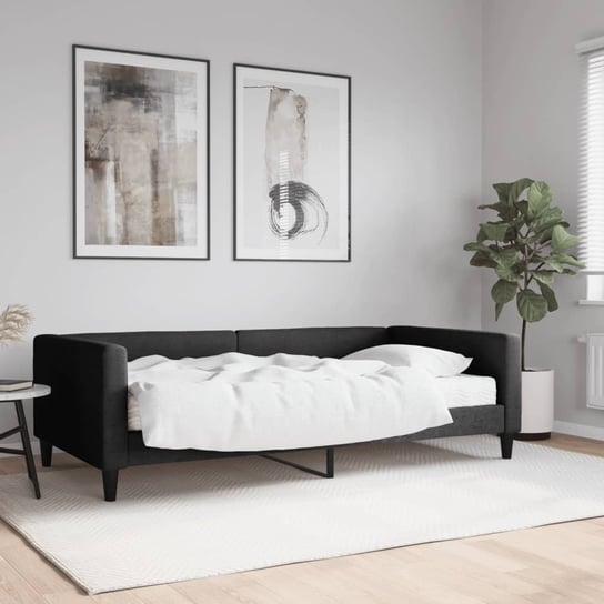 vidaXL Sofa z materacem do spania, czarna, 100x200 cm, tkanina vidaXL