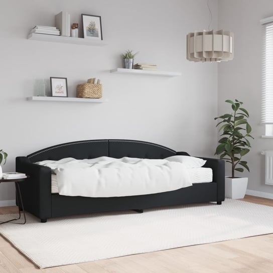 vidaXL Sofa z materacem do spania, czarna, 80x200 cm, tkanina vidaXL