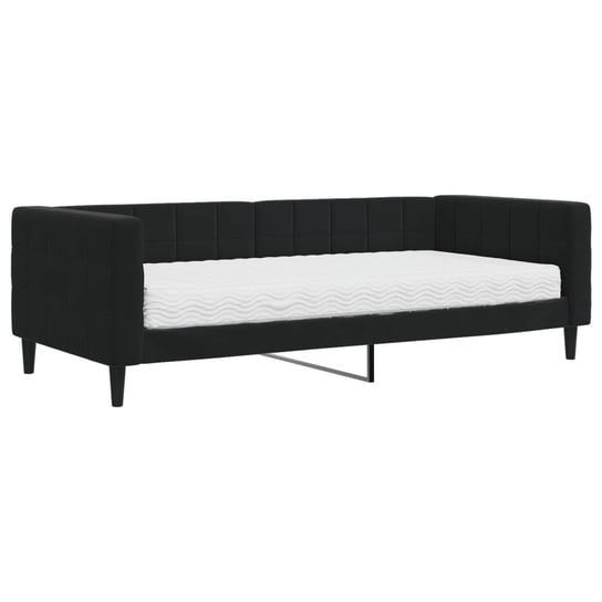 vidaXL Sofa z materacem do spania, czarna, 90x200 cm, aksamit vidaXL