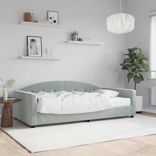 vidaXL Sofa z materacem do spania, jasnoszara, 100x200 cm, aksamit vidaXL