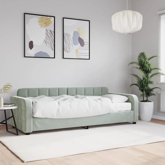 vidaXL Sofa z materacem do spania, jasnoszara, 80x200 cm, aksamit vidaXL