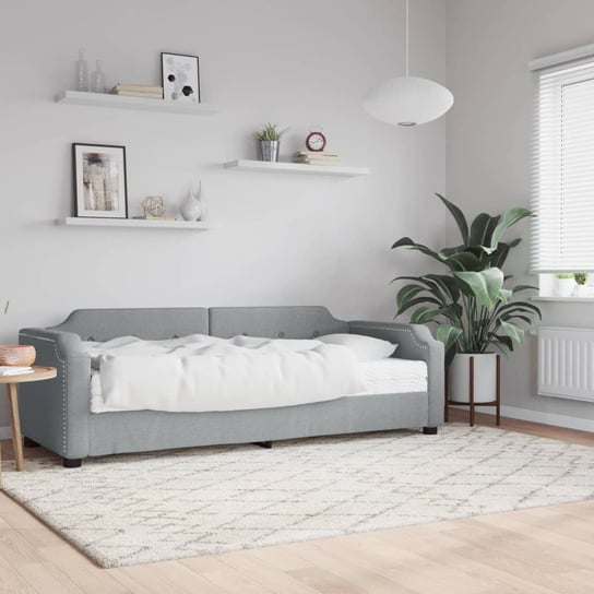 vidaXL Sofa z materacem do spania, jasnoszara, 90x200 cm, tkanina vidaXL