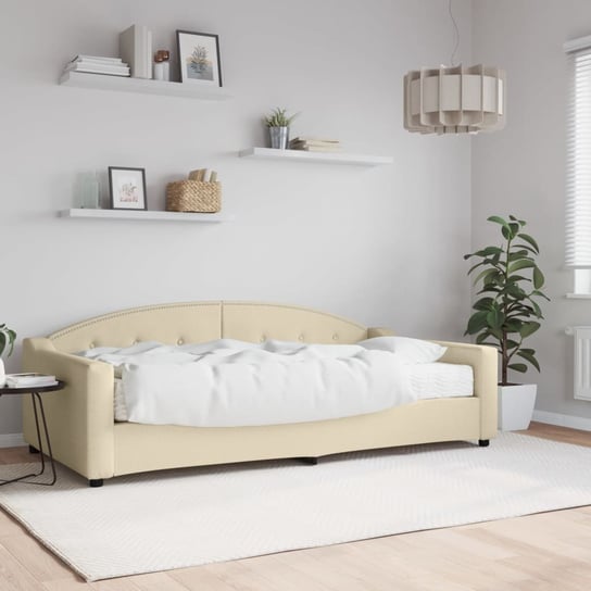 vidaXL Sofa z materacem do spania, kremowa, 100x200 cm, tkanina vidaXL