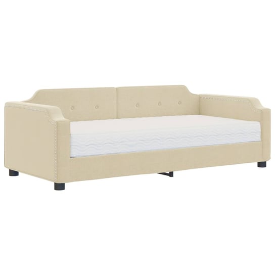 vidaXL Sofa z materacem do spania, kremowa, 100x200 cm, tkanina vidaXL