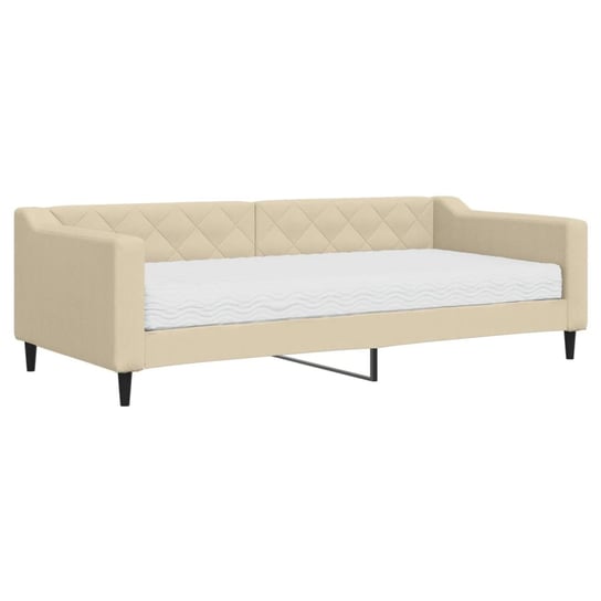 vidaXL Sofa z materacem do spania, kremowa, 90x200 cm, tkanina vidaXL