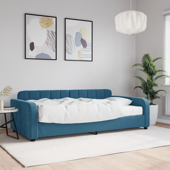 vidaXL Sofa z materacem do spania, niebieska, 100x200 cm, aksamit vidaXL