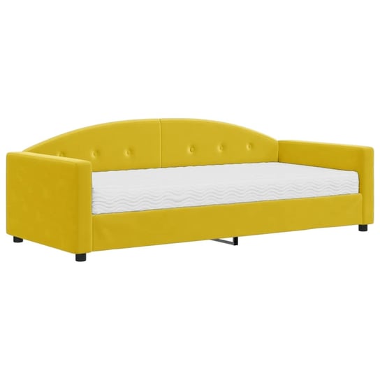 vidaXL Sofa z materacem do spania, żółta, 90x200 cm, aksamit vidaXL