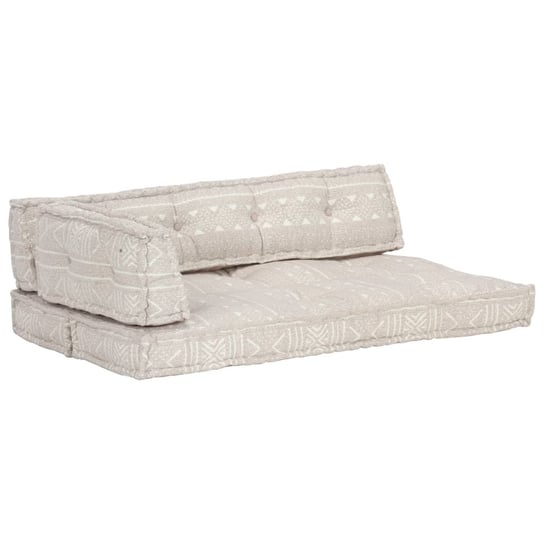 vidaXL Sofa z poduszek na paletę, tkanina, jasnobrązowy patchwork vidaXL