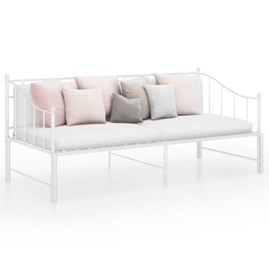 vidaXL Sofa z wysuwaną ramą łóżka, biała, metalowa, 90x200 cm vidaXL