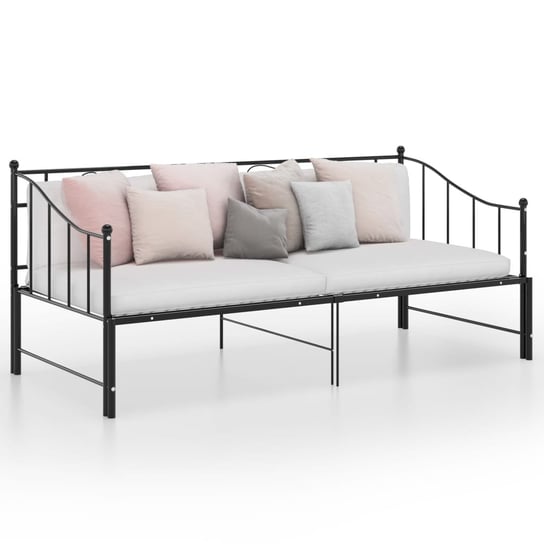 vidaXL Sofa z wysuwaną ramą łóżka, czarna, metalowa, 90x200 cm vidaXL