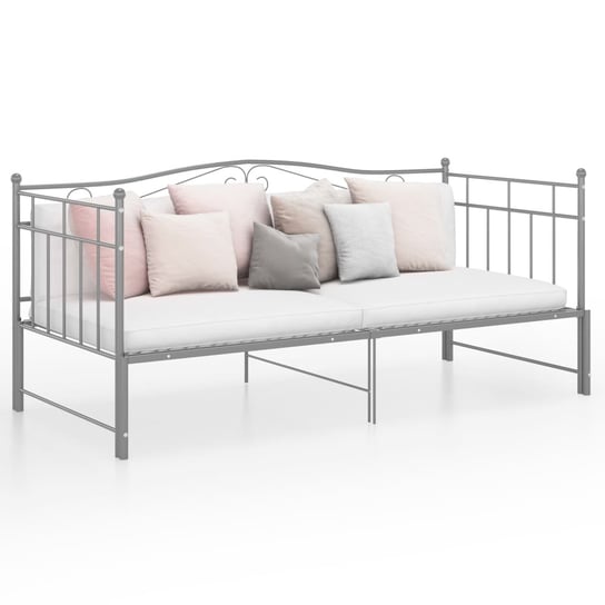vidaXL Sofa z wysuwaną ramą łóżka, szara, metalowa, 90x200 cm vidaXL
