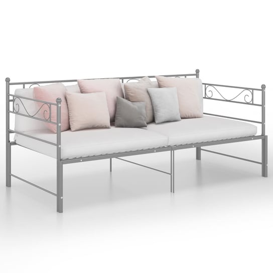 vidaXL Sofa z wysuwaną ramą łóżka, szara, metalowa, 90x200 cm vidaXL