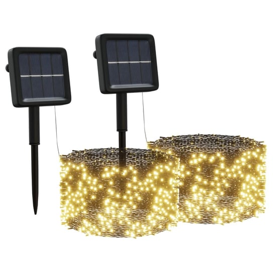 vidaXL Solarne lampki dekoracyjne, 2 szt., 2x200 LED, ciepłe białe vidaXL