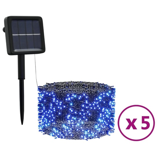 vidaXL Solarne lampki dekoracyjne, 5 szt., 5x200 LED, niebieskie vidaXL