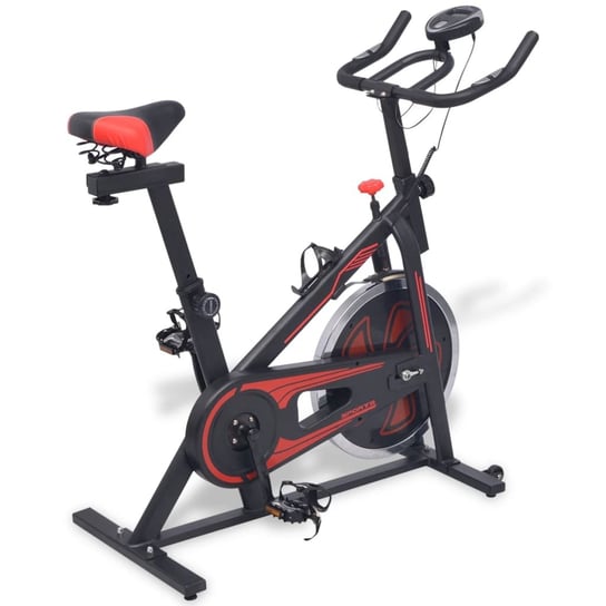 vidaXL Stacjonarny rower treningowy z pomiarem pulsu, czarno-czerwony vidaXL