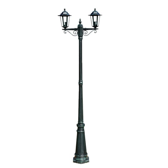 vidaXL Stojąca lampa ogrodowa 2-ramienna, 215 cm, ciemnozielona/czarna vidaXL