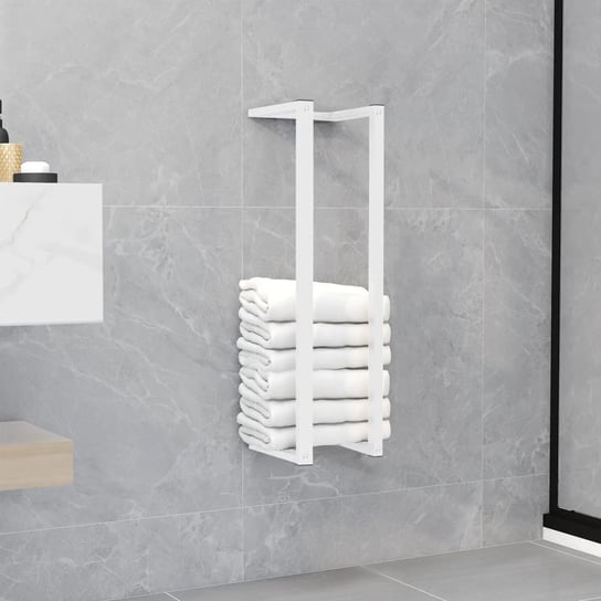 vidaXL Stojak na ręczniki, biały, 12,5 x 12,5 x 60 cm, stalowy vidaXL