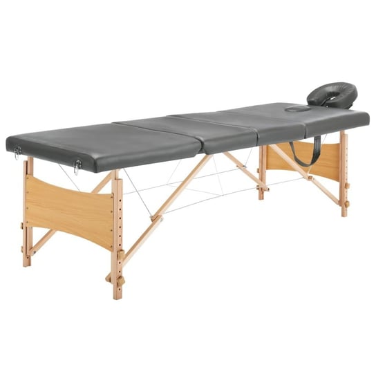 VidaXL Stół do masażu z 4 strefami, drewniana rama, antracyt, 186x68cm vidaXL