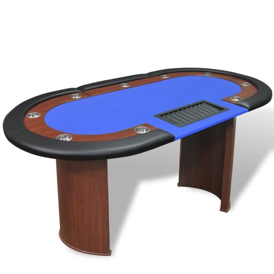 vidaXL Stół do pokera dla 10 graczy z tacą na żetony, niebieski vidaXL