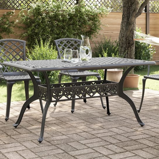 vidaXL Stół ogrodowy, czarny, 150x90x72 cm, odlewane aluminium vidaXL