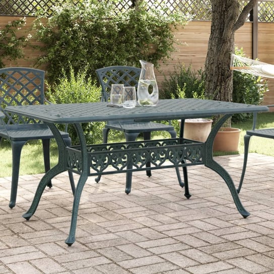 vidaXL Stół ogrodowy, zielony, 150x90x72 cm, odlewane aluminium vidaXL