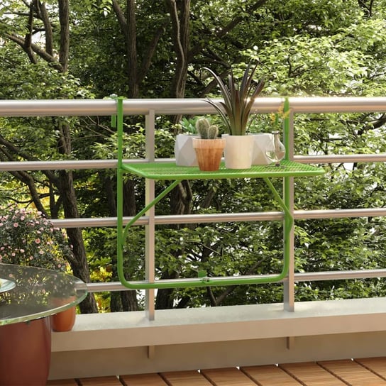 vidaXL Stolik balkonowy, zielony, 60x40 cm, stalowy vidaXL